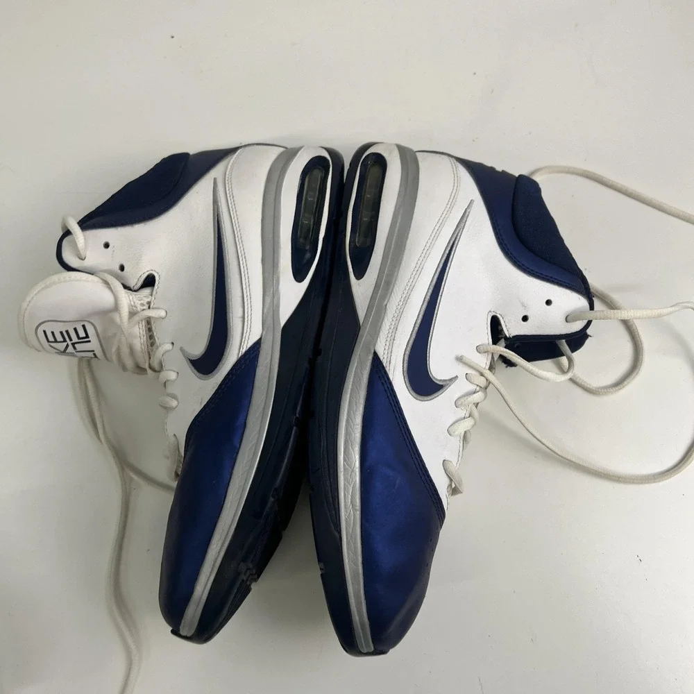 Nike Elite Shoes Mens Size 12 White Blue High Top Basketball Sneakers 409627-104